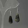 Tiger's Eye Teardrop Earrings, diameter 10×25 mm, length 40 mm