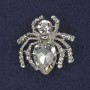 Spider Brooch with White Rhinestones, Silver-Colored Metal 26x26 mm+