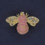Bee Brooch Pink Enamel with Rainbow Crystals Gold-tone Metal 22×30 mm+