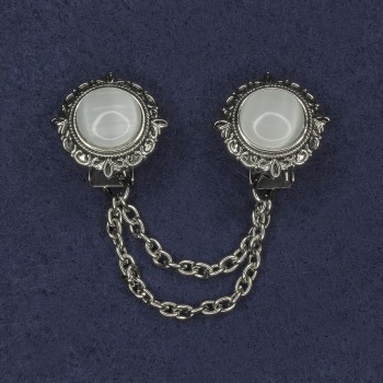 Brooch for Cardigans with Gray Cat's Eye