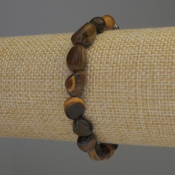 Tiger's Eye Bead Bracelet, bead size 10-12×9 mm, length 18 cm stretch