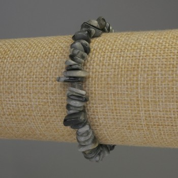 Hawk's Eye Bead Bracelet, 8×3 mm chips, 18 cm stretch