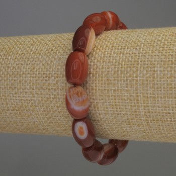 Carnelian Barrel Bracelet, 13x9 mm, stretch, 18 cm length
