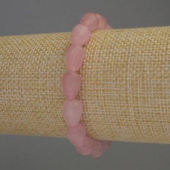 Pink Quartz Teardrop Bracelet, 12x8 mm, 18 cm, stretch