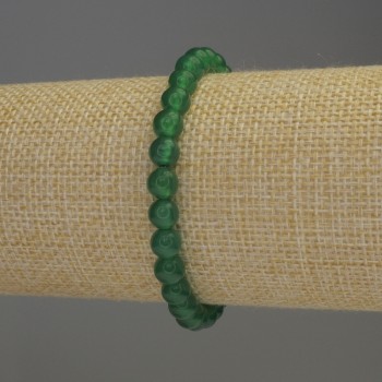 Chrysoprase Bracelet with Smooth Beads, 6 mm Diameter, 18 cm Length, Stretch