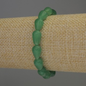 Jade Droplet Bracelet, 12x8mm, 18 cm length, Stretch