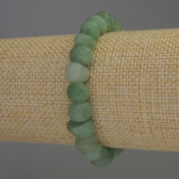 Faceted Jade Bracelet, 10×7 mm beads, 18 cm, elastic