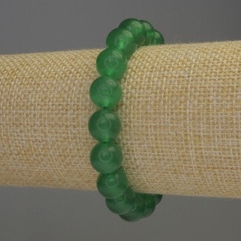 Jade Bracelet with Smooth Beads, 10 mm Diameter, 18 cm Length, Stretch