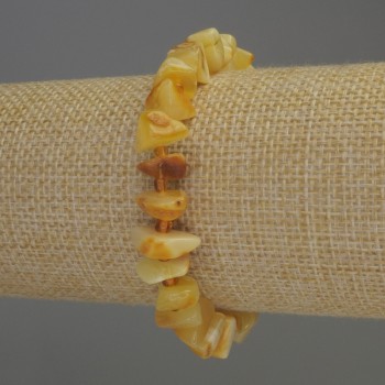 Amber Chip Bracelet with Seed Beads 3 mm, 9–11×3–5 mm chips, Length 18 cm, Stretch