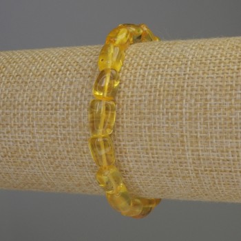 Amber Faceted Bracelet 8×8 mm, Stretch, 18 cm