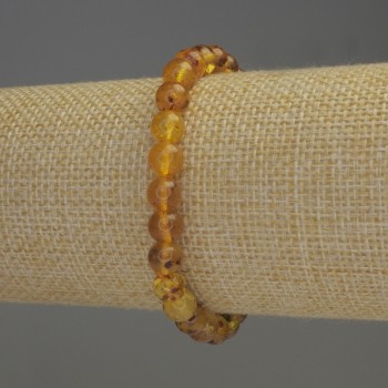 Amber bracelet with smooth beads, 6.5 mm diameter, 18 cm length - stretch