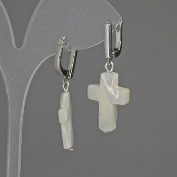 Perlamurt Cross Earrings 20x16mm+-, Length 38mm+
