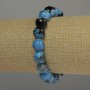 Bracelet with faceted agate beads, 10 mm diameter, 18 cm stretch