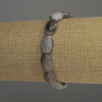 Botswana Agate Bracelet, Oval, 14×10 mm, 18 cm Stretch