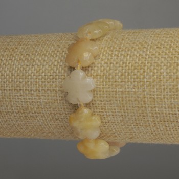 Yellow Calcite Bracelet Flower, beads 15×6 mm, 3 mm beads, length 18 cm, stretch