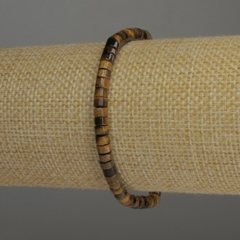 Tiger's Eye Rondelle Bracelet, diameter 4.5×3 mm, length 18 cm, stretch