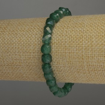 Chrysoprase bracelet with faceted cube beads, 7x7 mm, 18 cm stretch