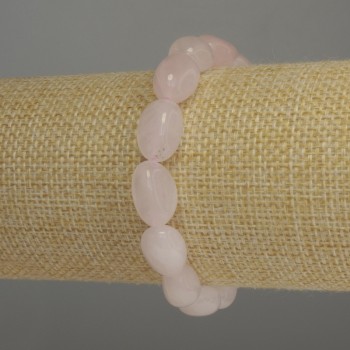 Pink Quartz Faceted Bead Bracelet, diameter 10-12x10 mm, length 18 cm stretch