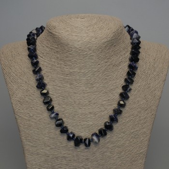 Faceted natural sodalite bead necklace, 11×7 mm, approx. 50 cm with clasp
