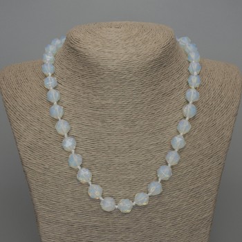 Moonstone natural stone necklace with faceted beads, diameter 12x10 mm, length 50 cm