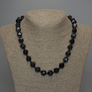 Aventurine Necklace 'Night of Cairo', faceted, diameter 12x10mm+-, length 50cm +