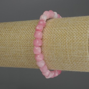 Tourmaline bracelet with faceted cube beads, 7 mm diameter, 18 cm stretch