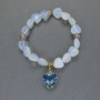 Bracelet Moonstone (opalite) Heart, diameter 12mm ±, Cloisonne beads 8mm ±, with metal inlays and pendant, length 18 cm