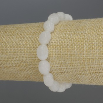 White Quartz Faceted Bracelet, bead diameter 9-12×8 mm, length 18 cm, stretch