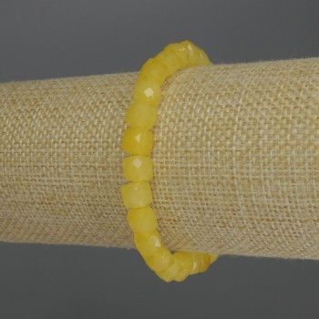 Citrine Faceted Cube Bracelet, 7 mm Diameter, 18 cm Length, Stretch