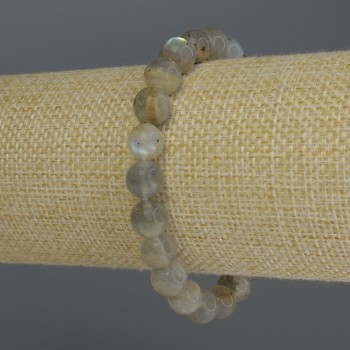 Labradorite bracelet smooth beads, diameter 8mm ±, length 18cm stretch