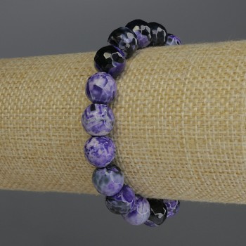 Stretch Bracelet with Faceted Agate Beads, 10 mm Diameter, 18 cm Long