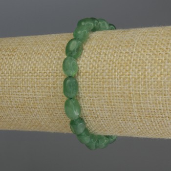 Chrysoprase faceted bracelet, beads 8-10×7 mm, 18 cm stretch