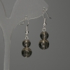 Smoky quartz faceted bead earrings, 8–10 mm, length 38 mm