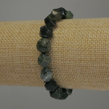 Green Jasper Faceted Bracelet, 10x8 mm, 18 cm stretch