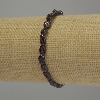 Garnet Bracelet, Faceted Beads, 6x5 mm, 18 cm Stretch