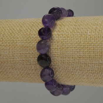 Amethyst bracelet, tumbled, bead diameter 10x9 mm ±, length 18 cm stretch