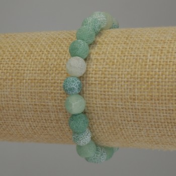Bracelet 'Frosty Agate' smooth bead, 8 mm diameter, 18 cm stretch