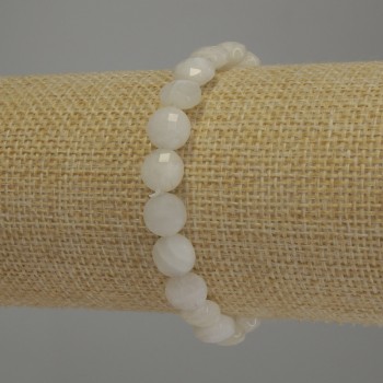 Adularia Faceted Coin Bracelet, 8mm diameter, 18cm stretch