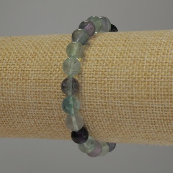 Fluorite Bracelet, Smooth Bead, 8 mm Diameter, 18 cm Stretch
