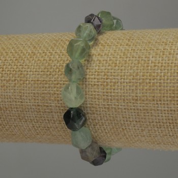 Fluorite Bracelet with Faceted Stones, 10x8 mm, 18 cm stretch