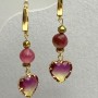 Tourmaline Earrings with Faceted 8mm Ball and Heart 12mm Pendant, Length 47mm±