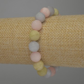 Morganite Bracelet, Smooth Beads, 10mm Diameter, 18 cm Length, Stretch