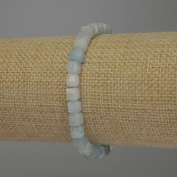 Morganite bracelet with faceted cube beads, 6x5 mm, 18 cm stretch