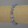 Faceted Aquamarine Bracelet with 8x8 mm Rhombus Beads, 3 mm Beads, 18 cm Stretch