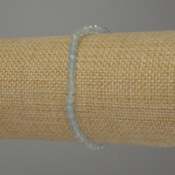 Aquamarine bracelet with a faceted bead, 4 mm diameter, 18 cm length, stretch