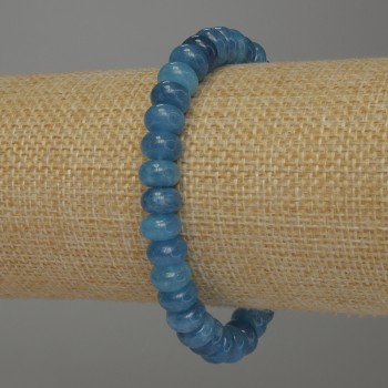 Aquamarine Rondelle Bracelet, diameter 8x5 mm, length 18 cm, stretch