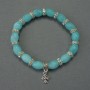 Aquamarine Bracelet with Grain Beads, 12×8 mm Diameter, +/- with Metal Inserts, Length 18 cm +/- Stretch