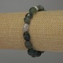 Mossy Agate Bracelet, Faceted, 10x7-8 mm diameter, 18 cm length, stretch