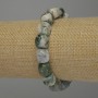 Moss Agate Bracelet, Faceted, 11×8 mm, 18 cm Length, Elastic