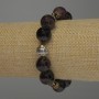 Garnet Bracelet with Smooth Beads, 12mm Diameter, 6mm Faceted Beads, 18cm Stretch